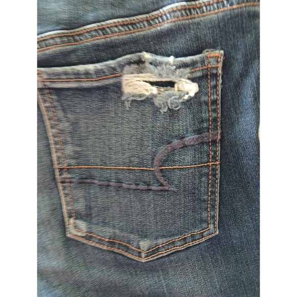 American Eagle Womens 10 L Super Stretch X Distressed jegging Jeans Dark Wash - Picture 13 of 16